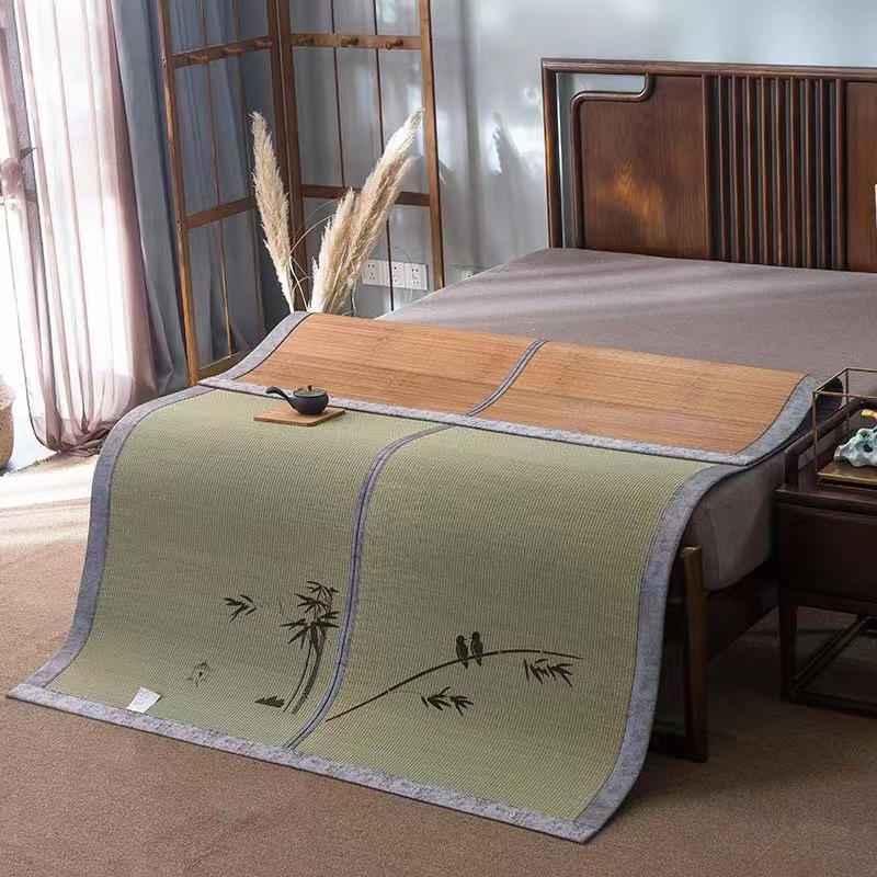 竹草双面凉席折叠席,竹席/古唐蔺草双面席P,1.5米1.8米