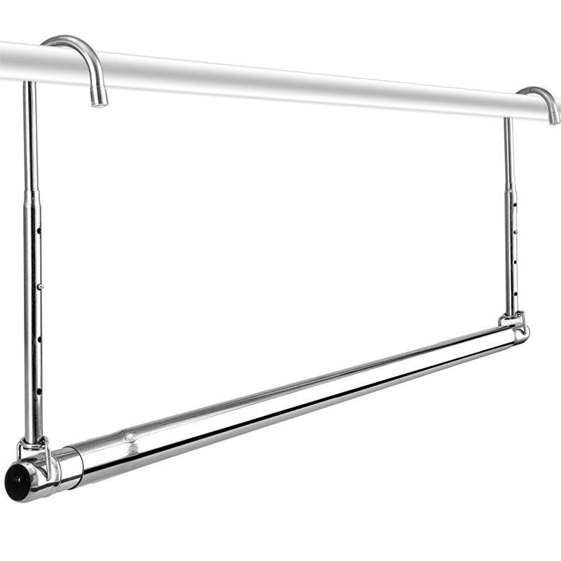 晒被子晾c衣杆阳台悬挂式隐形晾衣架免打孔伸缩凉捍家用防盗窗