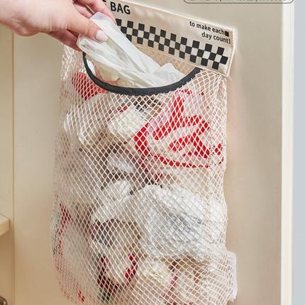 优勤厨房垃圾袋收纳神器装塑料袋子壁挂式大容量柜门储物网兜家用