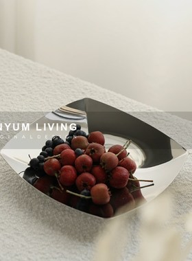 现代简约轻奢几何金属果盘样板间售楼处酒店会所客厅W茶几托盘摆