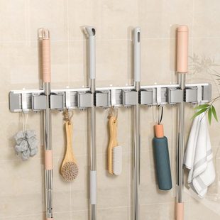 拖把夹太空铝拖布夹扫把固定架卫生间强力无痕挂钩壁挂夹墩布挂架
