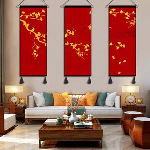 床头装饰画中式鸟挂布背景布卧室客厅画花中国风挂毯布艺挂画庆喜