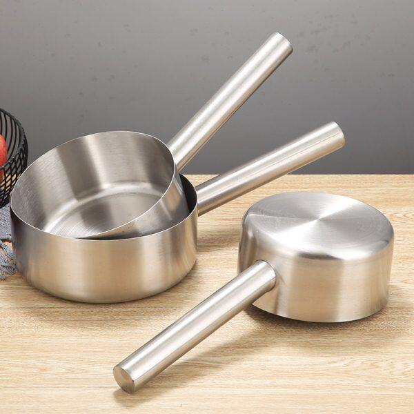 舀家用加厚水壳汤勺水瓢大平底不锈钢水勺水短勺厨房长柄小锅子舀