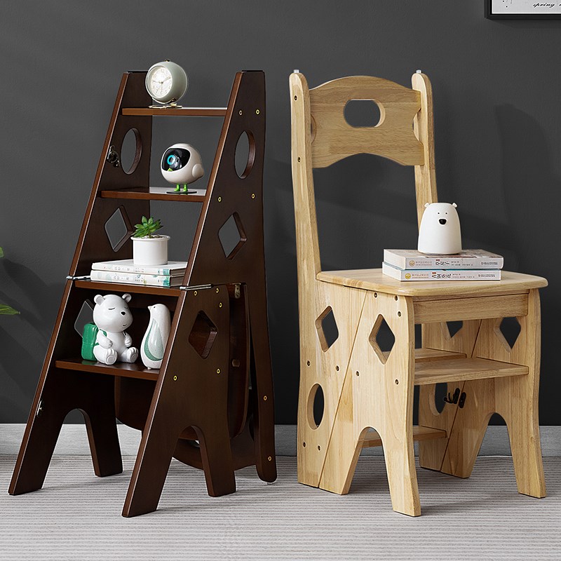 实木梯椅b家用梯子椅子折叠伸缩两用梯凳室内登高多功能人字梯楼