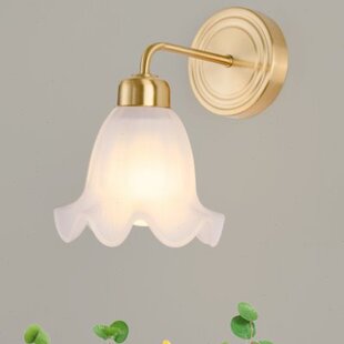 北欧全铜壁灯客厅电视背景墙卧室床头灯具奶油风铃兰花朵装饰墙灯