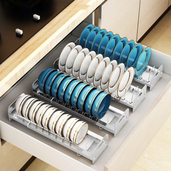 伸缩厨房橱柜拉篮抽屉式碗架304不锈钢柜内小尺寸盘子碗碟收纳架,厨房/烹饪用具,厨房抽屉置物架,淘宝优惠券,粉丝福利购,淘宝优惠卷