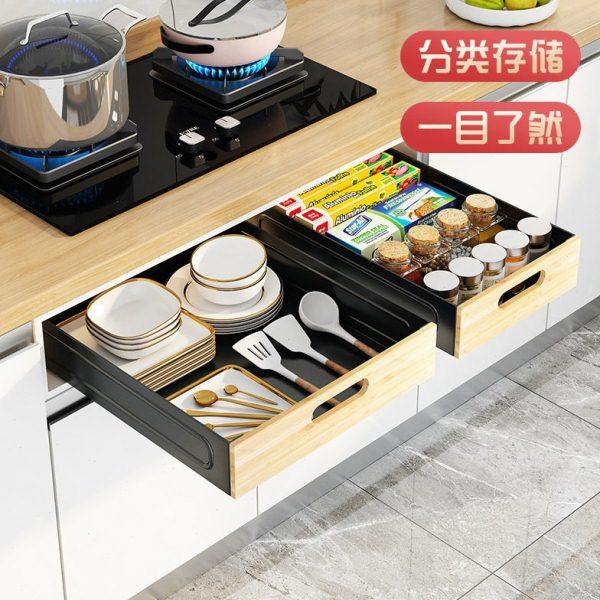 厨房橱柜抽拉置物架 多功能可伸缩抽拉内碗筷餐具收纳拉篮置物架,厨房/烹饪用具,厨房抽屉置物架,淘宝优惠券,粉丝福利购,淘宝优惠卷