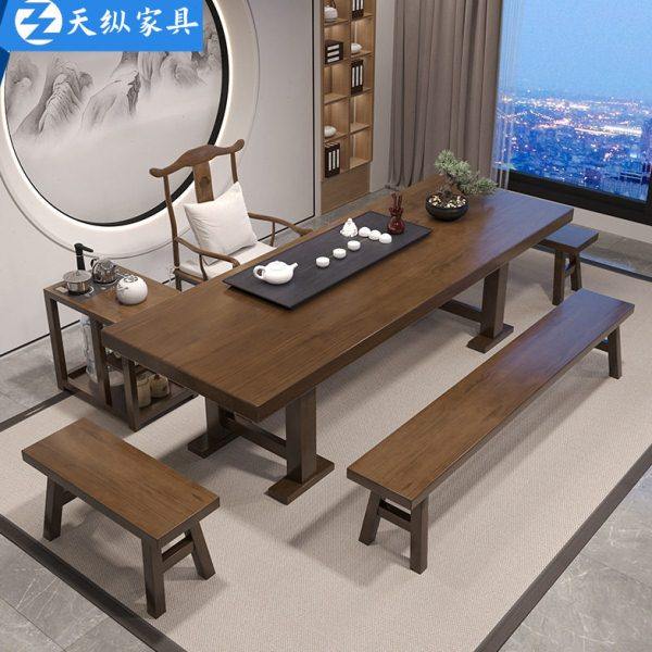 天纵新中式实木茶桌椅组合公室泡茶桌家用大板茶台奢级感全套,商业/办公家具,茶台/茶桌,淘宝优惠券,粉丝福利购,淘宝优惠卷
