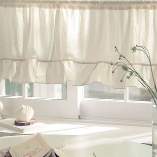 亚麻民宿风半帘小窗户纱帘短门帘装饰遮挡纯色复古气质简约半截帘