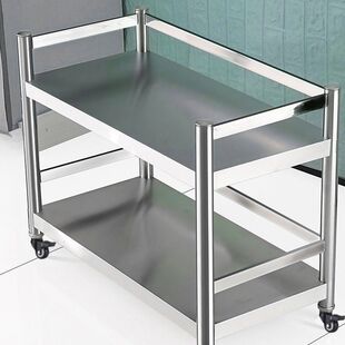 可移动带围栏厨房不锈钢置物架微波炉烤箱架收纳整理架锅架带轮子