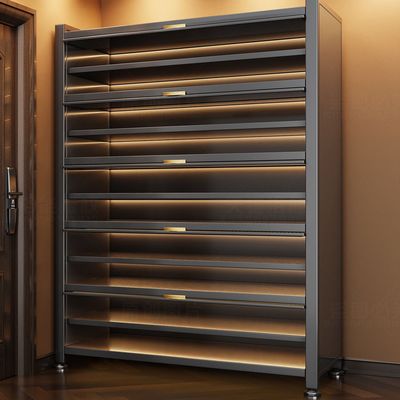 钢制鞋柜家用门口鞋架靠墙一体储物柜入户玄关柜大容量防尘收纳柜