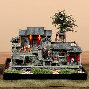 苔藓微景观造景老房子模型农家小院花盆桌面盆栽多肉植物盆景摆件