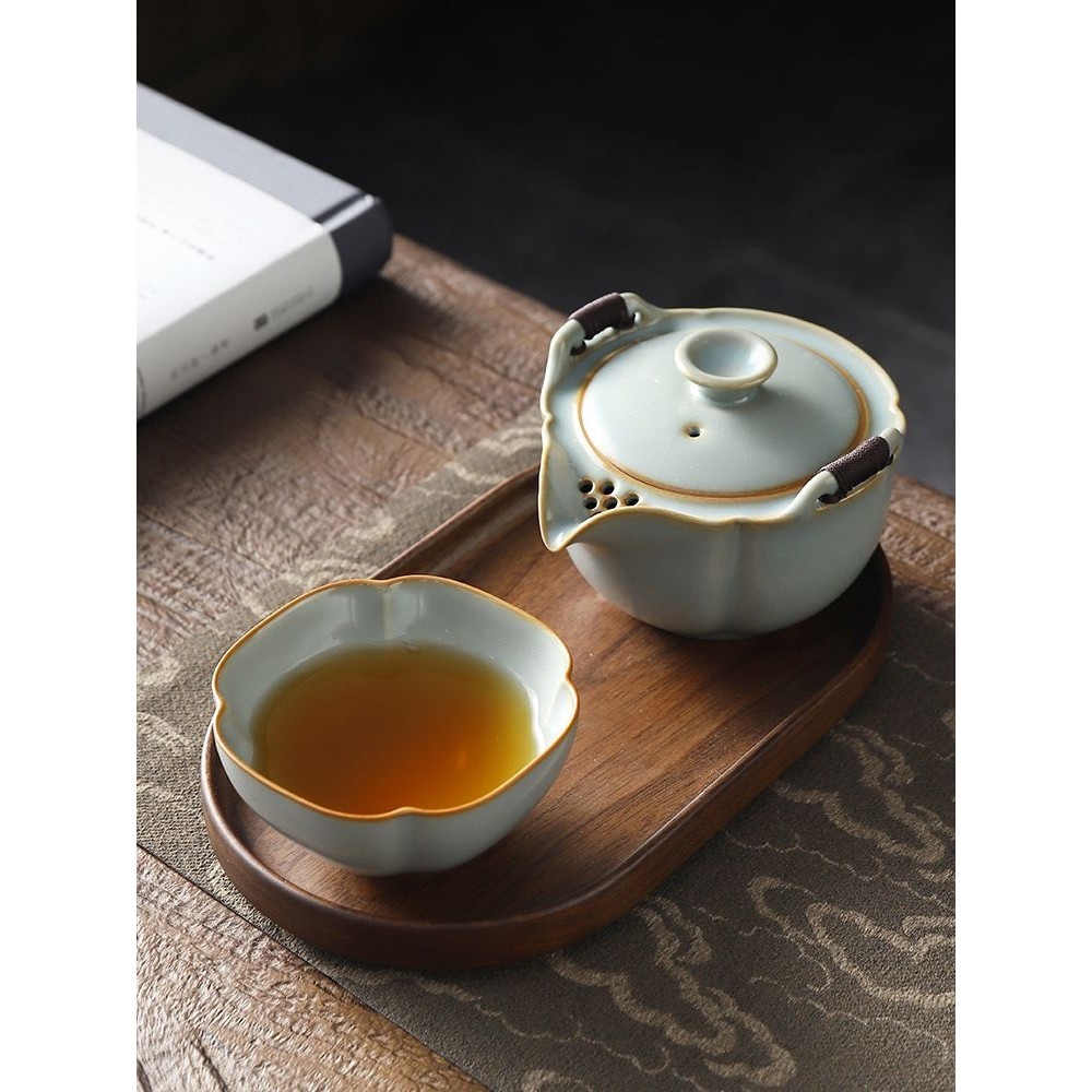 汝窑手抓壶防烫陶瓷茶壶大容量功夫茶具套装旅行泡茶壶户外快客z^,餐饮具,旅行茶具,淘宝优惠券,粉丝福利购,淘宝优惠卷