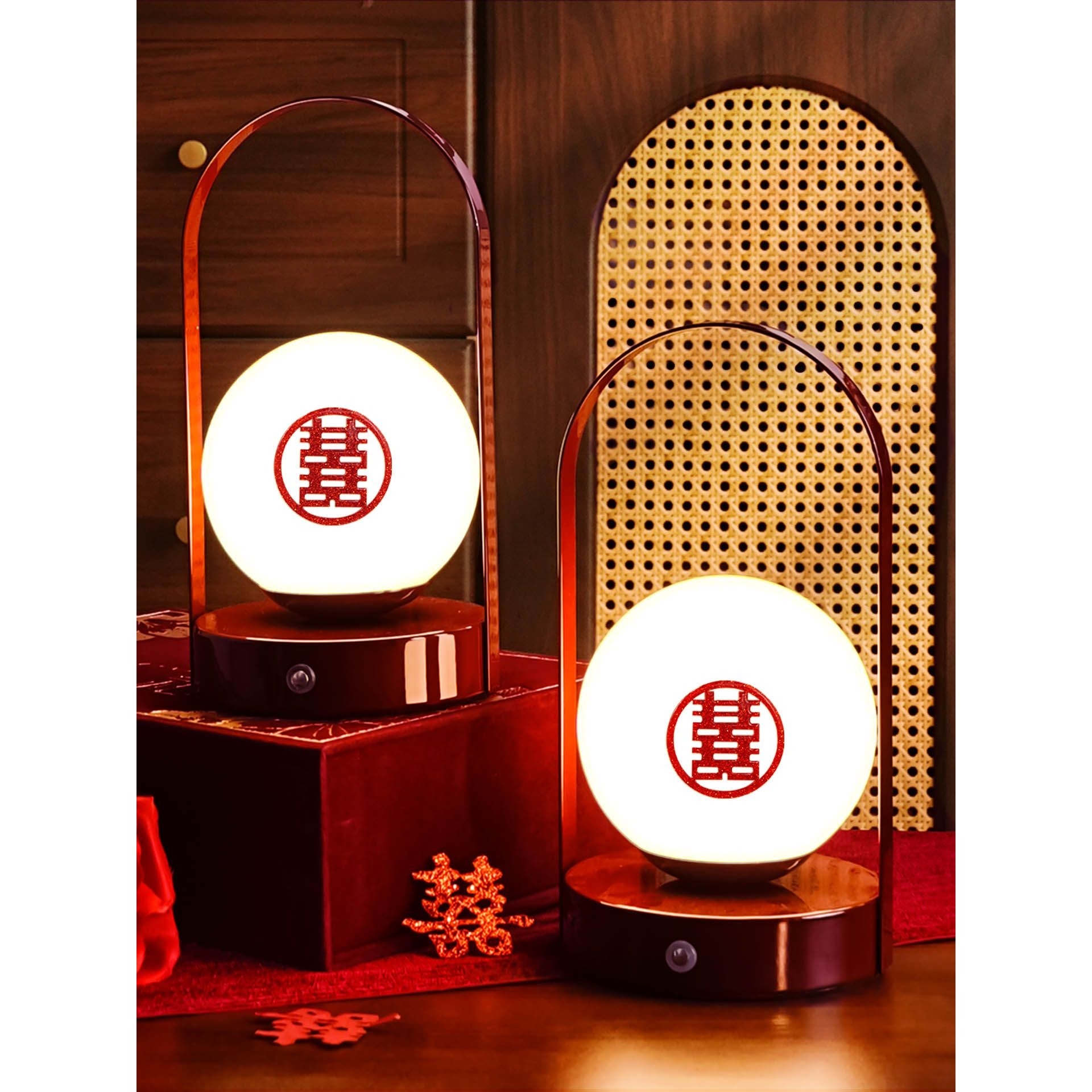 长明灯结婚台灯婚房红色床头灯卧室新娘陪嫁灯一对结婚礼物送新人