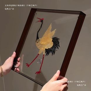 皮影乔迁挂画新中式礼物居家丹顶鹤装饰摆件国风软装皮影创意手工