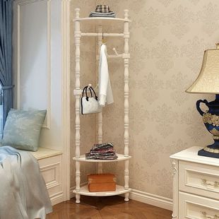 实木衣帽架落地卧室白色挂衣架置物架简约转角衣服架欧式创意衣架
