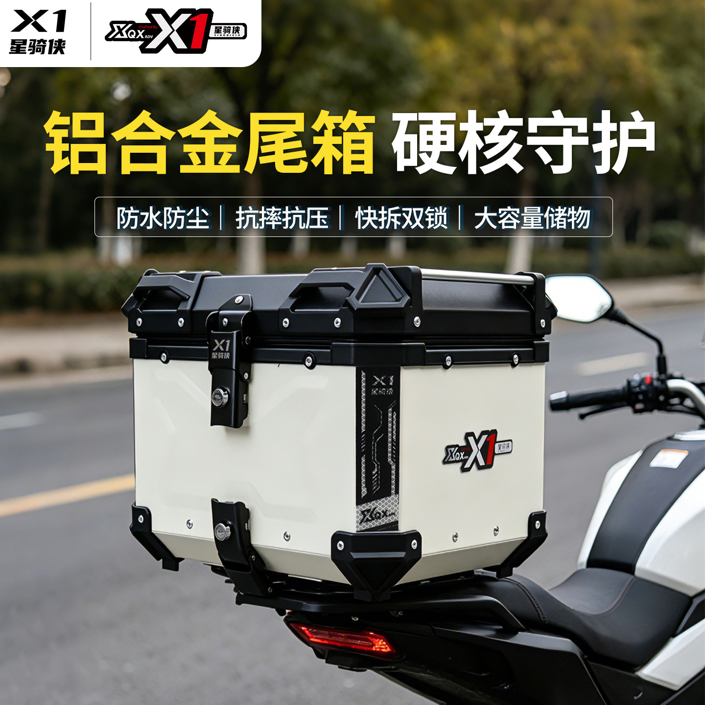 星骑侠摩托车铝合金尾箱大容量SR250GT后备箱NS150ES踏板车尾箱