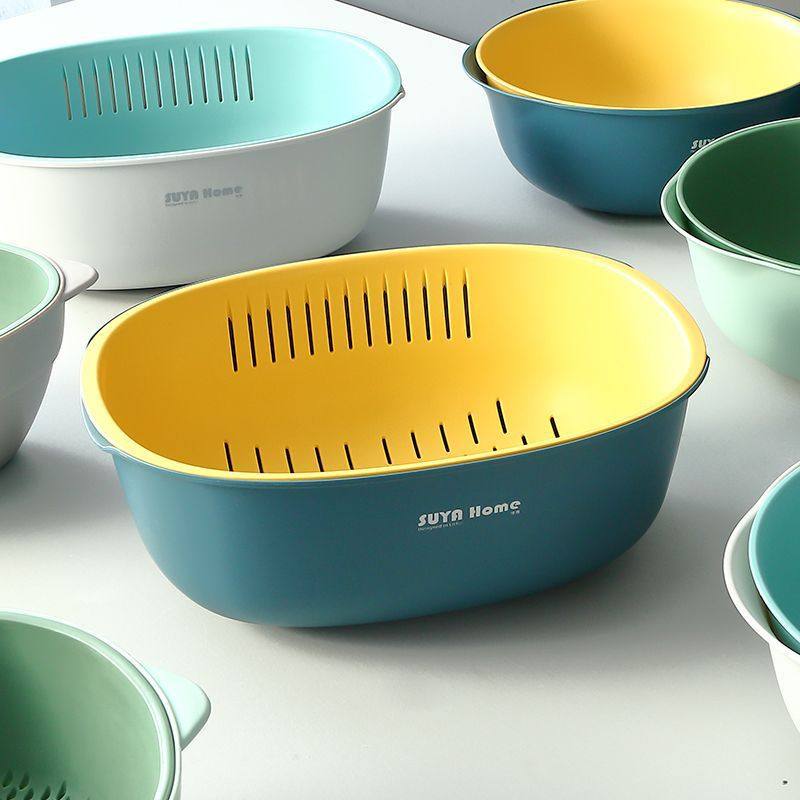 北欧双层塑料洗菜盆沥水篮客厅水果盘家用厨房菜篮子菜筐水果篮,餐饮具,洗菜盆/沥水篮/漏水筛,淘宝优惠券,粉丝福利购,淘宝优惠卷