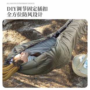 户外避寒吊床保暖罩冬季野营多功能斗篷睡袋防风御寒加厚吊床罩