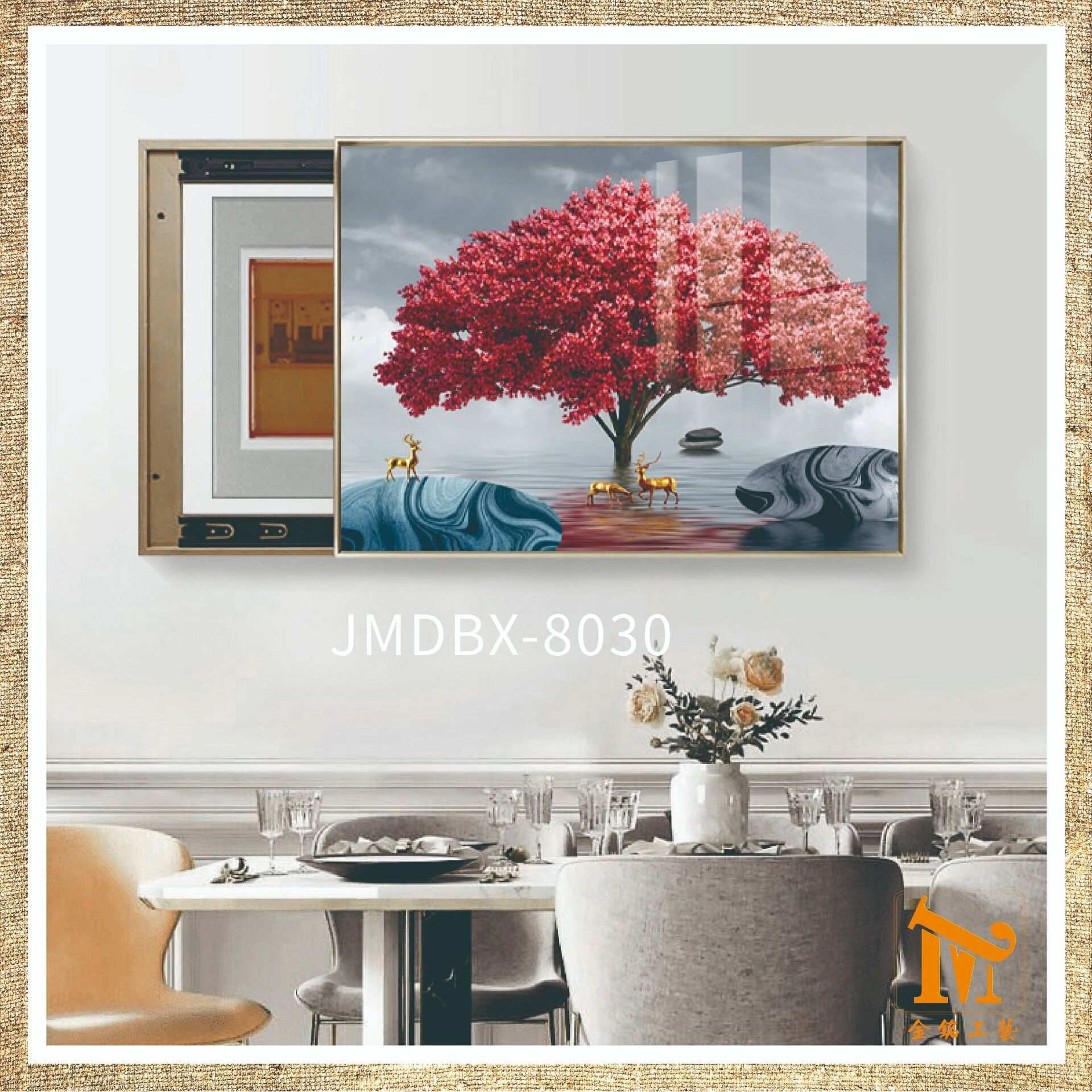 电表箱装饰画可推拉翻盖免打孔现代轻奢遮挡箱客厅挂画壁画开关盒