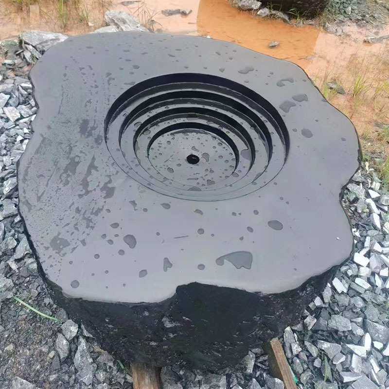 黑山石景石 园林景观石假山石天然原石枯山水造景水钵加工