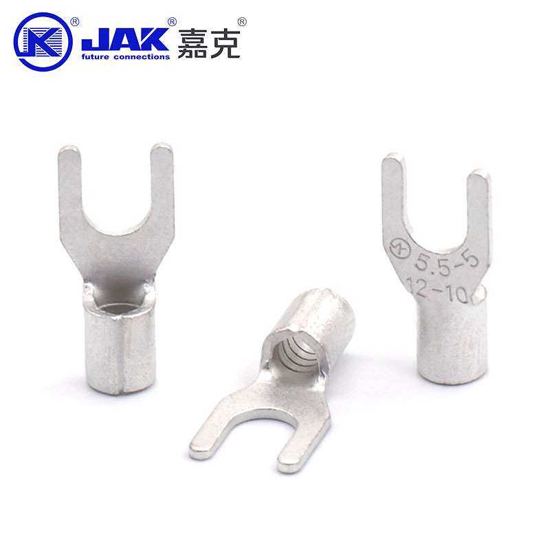 SNB5.5-5叉形冷压紫铜端子 M5开口鼻子接线端子 接线铜鼻地线接头