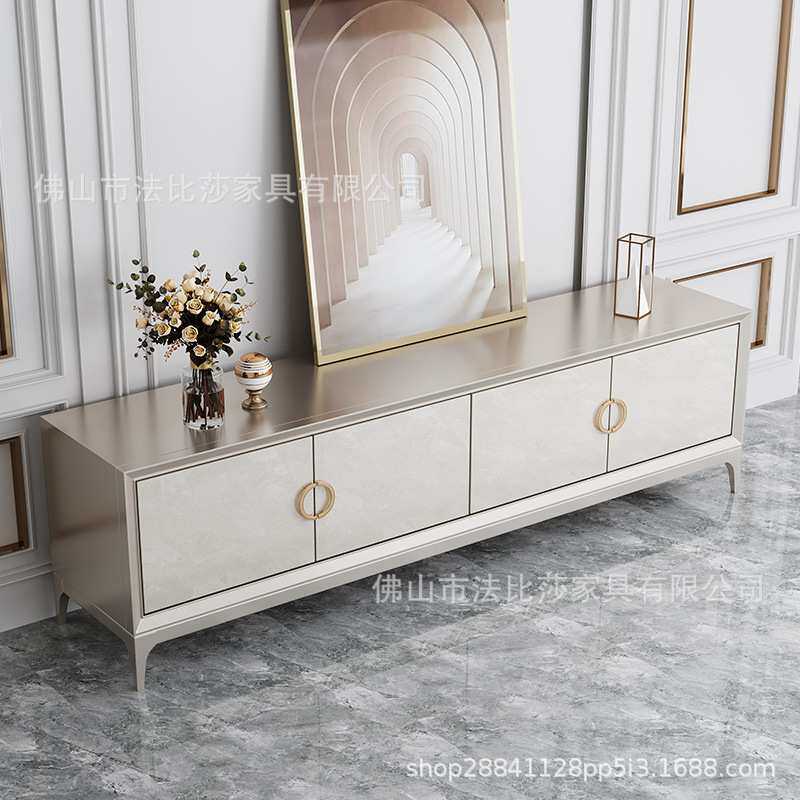 美式轻奢实木电视柜现代别墅轻奢客厅意式地柜北欧电视剧机柜简易