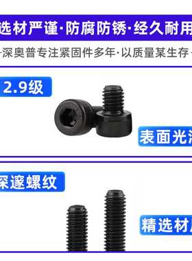 1080PCS 跨境套装12.9级高强度杯头内六角螺丝黑色圆柱头螺钉M2M4