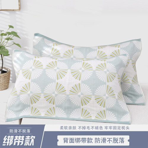 防滑纯棉枕巾一对全棉纱布成人单人情侣盖巾吸汗绑带防脱落枕头巾