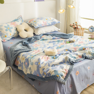 夏季 全棉豆豆绒空调被可洗 2米豆豆夏被四件套双人夏凉被套件薄款