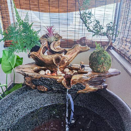 生态缸摆件古法鱼缸流水摆件仿枯木造景过滤器循环流水增氧净水