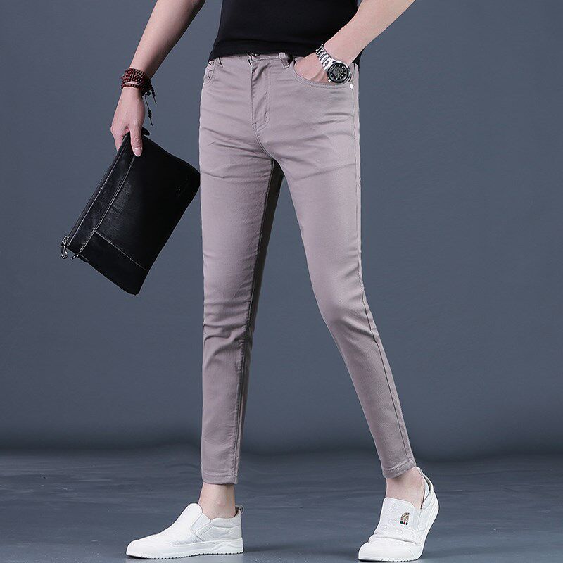 夏季男装九分裤男士牛仔裤潮流修身小脚透气薄款9分休闲裤子男25