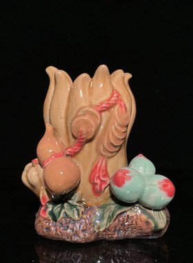 石湾公仔陶瓷佛手小花瓶创意家居客厅电视柜饰品摆件植物工艺礼品