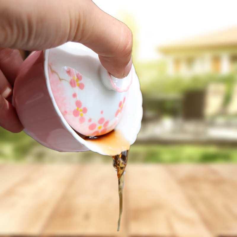 新款手绘功夫陶瓷茶具盖碗二才小号粉色高颜值女士单个泡茶碗茶杯