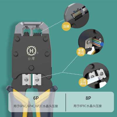 三堡HT-500R双用网线钳 RJ45RJ11电话网络水晶头前压式压接网钳
