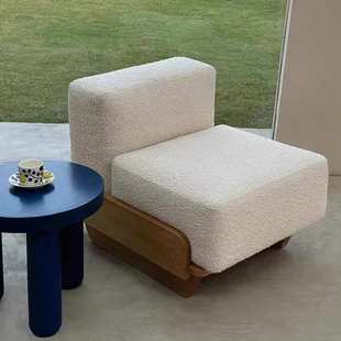北欧现代轻奢雪橇沙发椅原木实木布艺客厅酒店民宿单双三人位沙发