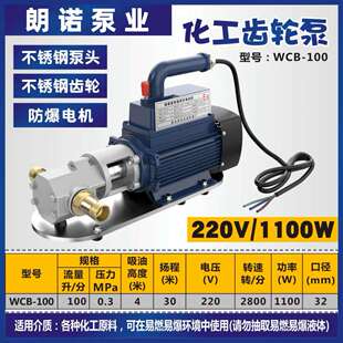 WCB便携榨油机泵电动抽油泵手提式 齿轮泵防爆汽油齿轮油泵菜籽油