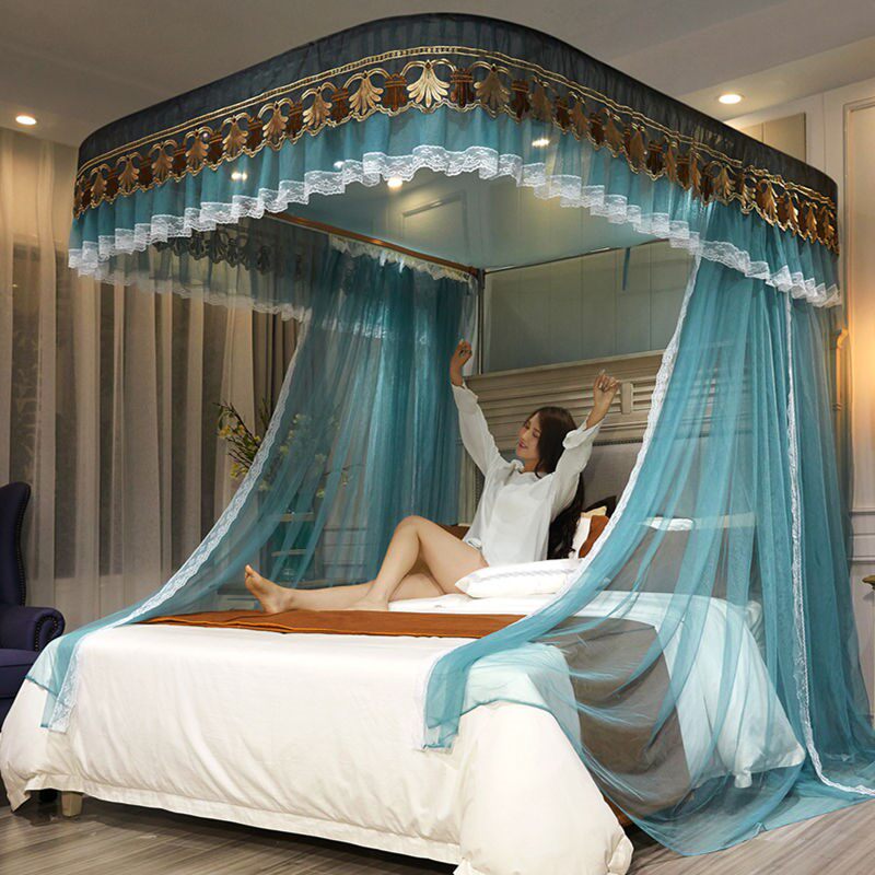 无接缝顺滑导轨蚊帐U型轨道公主风加密1.5/1.8/2米床双人家用纹帐