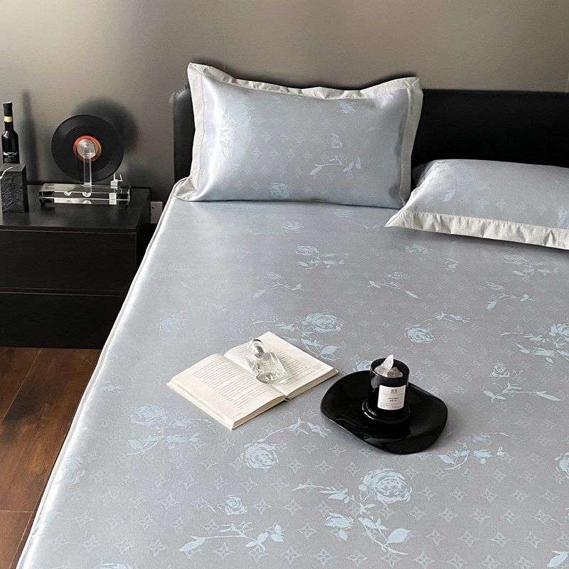 夏季高端提花冰丝凉席三件套2024新款可折叠家用防滑空调软席裸睡