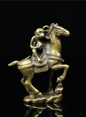 纯铜马上封侯摆件办公室创意装饰品工艺品送领导朋友商务礼品客厅