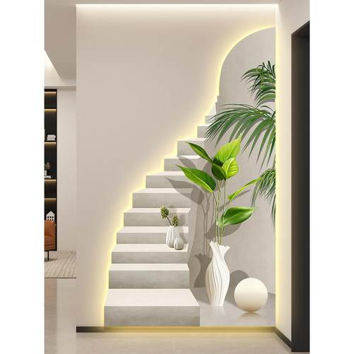 led带灯轻奢入户玄关装饰画楼梯画走廊过道挂画壁画简约现代高级