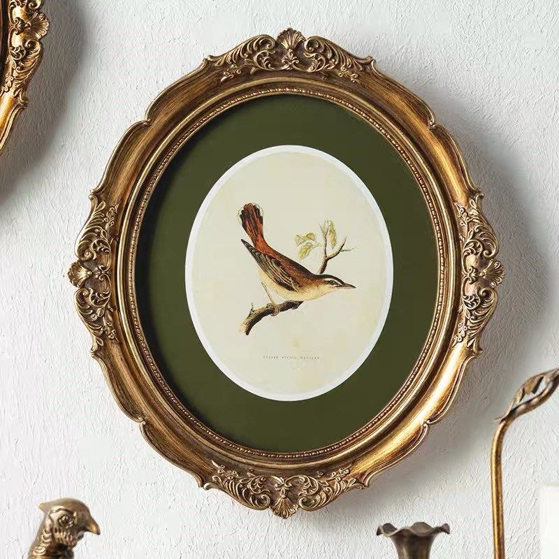 欧式复古椭圆雕花玄关画框美式轻奢装饰画背景墙家居挂墙装饰挂画