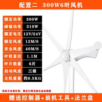 风力发电机家用220v小型直流12V24V永磁风能发电机风光互补系统