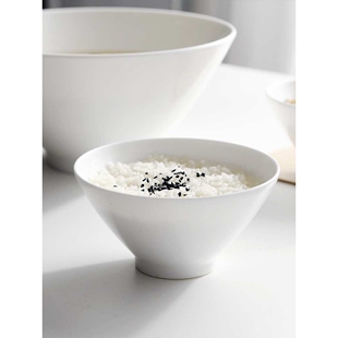 复古斗笠碗5英寸商用骨瓷饭碗陶瓷小斗笠碗6寸米饭碗家用小碗