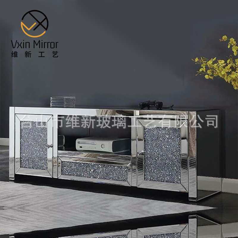跨境镜面电视柜现代简约落地柜客厅酒店墙柜轻奢墙壁柜tv cabinet