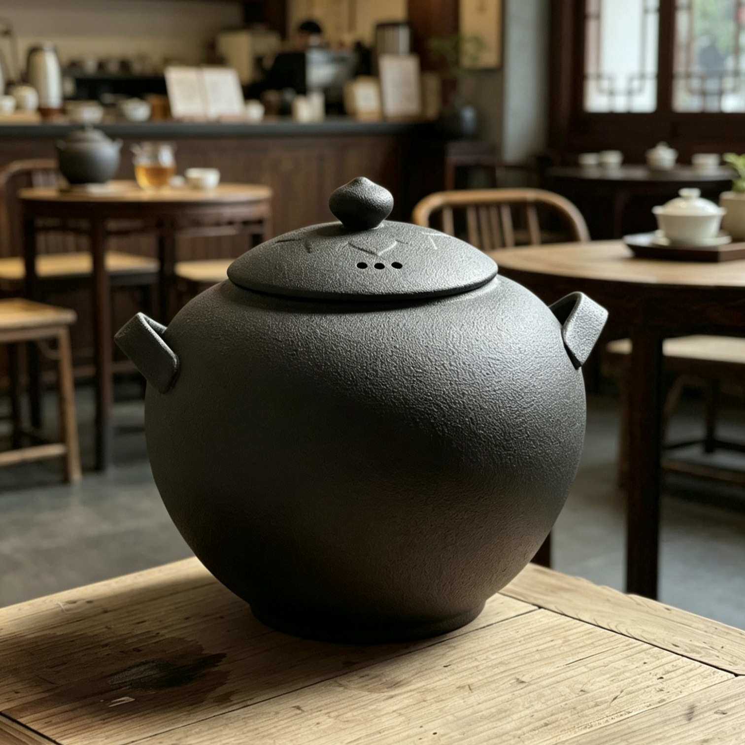 新中式茶馆煮茶釜炭火大容量煮茶罐耐高温煮茶桶熬粥养生茶电陶炉