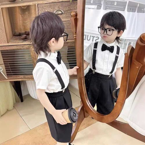 男童帅气儿童礼服主持人白衬衫西裤套装男宝宝花童生日摄影演出服