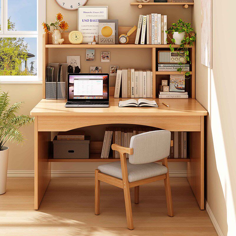 书桌书架一体桌子学生家用电脑桌台式卧室简易办公桌写字桌椅组合