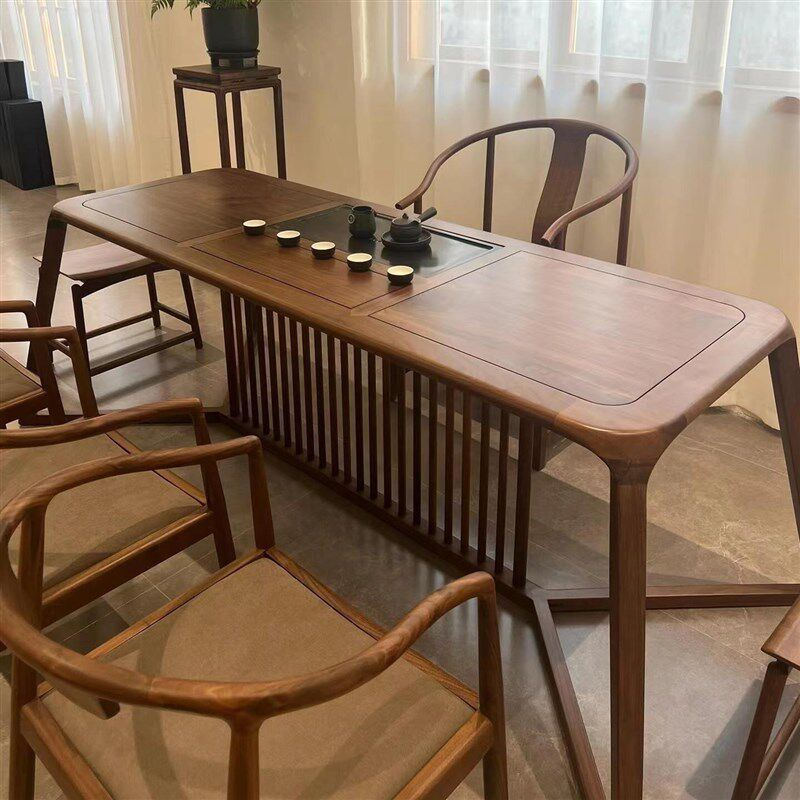 新中式白蜡木茶桌椅组合禅意现代简约实木茶台茶室庭院接待泡茶桌