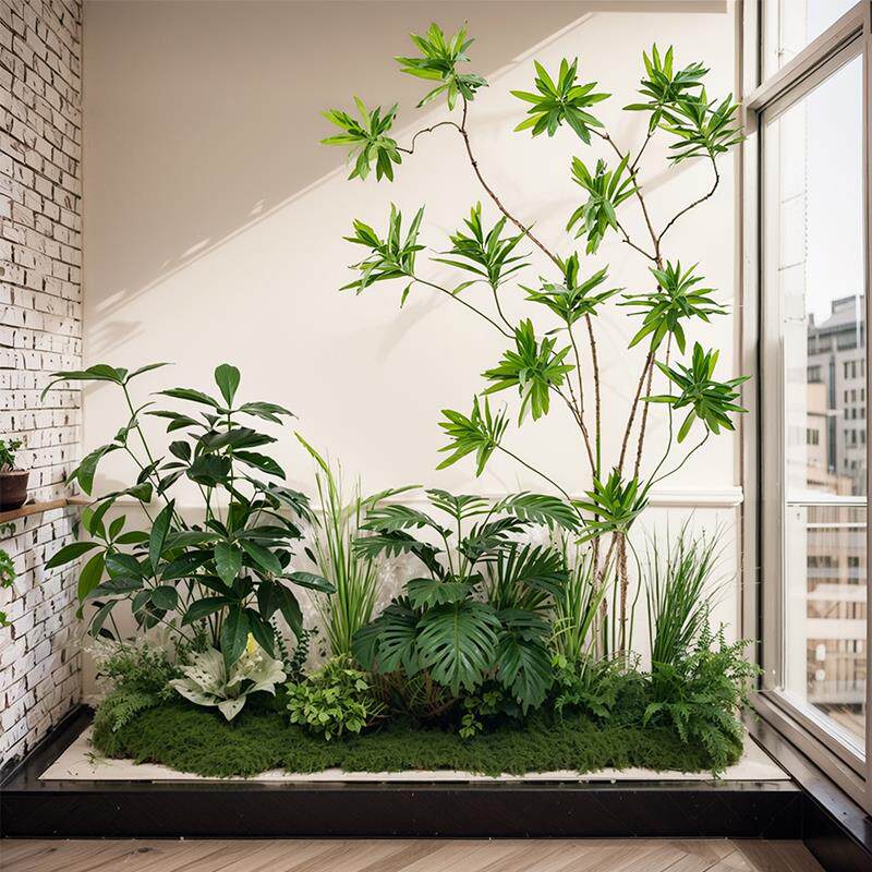 仿真植物造景阳台景观布置室内别墅楼梯下装饰生假绿植组合花箱